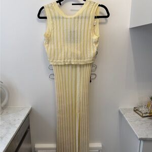 Elegant Yellow Striped skirt set